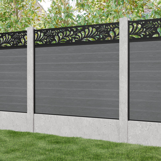 Classic Petal Fence Panel - Mid Grey - for existing concrete posts