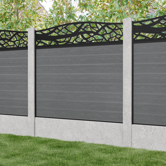 Classic Twilight Curved Top Fence Panel - Mid Grey - for existing concrete posts