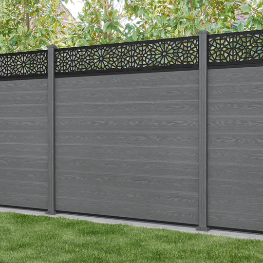 Classic Alnara Fence Panel - Mid Grey - with our composite posts