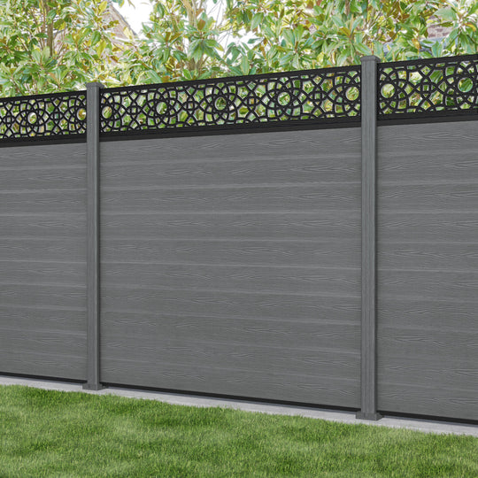 Classic Ambar Fence Panel - Mid Grey - with our composite posts
