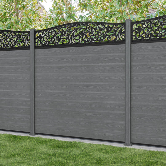 Classic Eden Curved Top Fence Panel - Mid Grey - with our composite posts