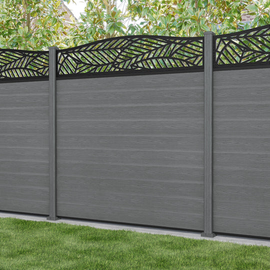 Classic Habitat Curved Top Fence Panel - Mid Grey - with our composite posts