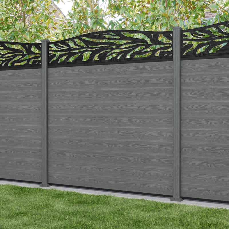 Classic Malawi Curved Top Fence Panel - Mid Grey - with our composite posts