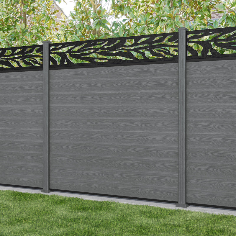 Classic Malawi Fence Panel - Mid Grey - with our composite posts
