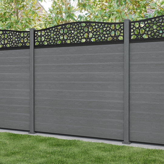 Classic Nazira Curved Top Fence Panel - Mid Grey - with our composite posts