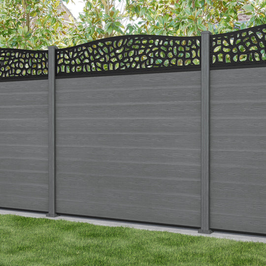 Classic Pebble Curved Top Fence Panel - Mid Grey - with our composite posts