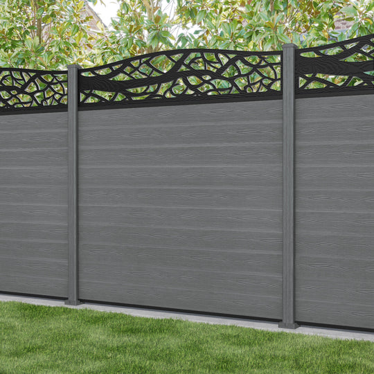 Classic Twilight Curved Top Fence Panel - Mid Grey - with our composite posts