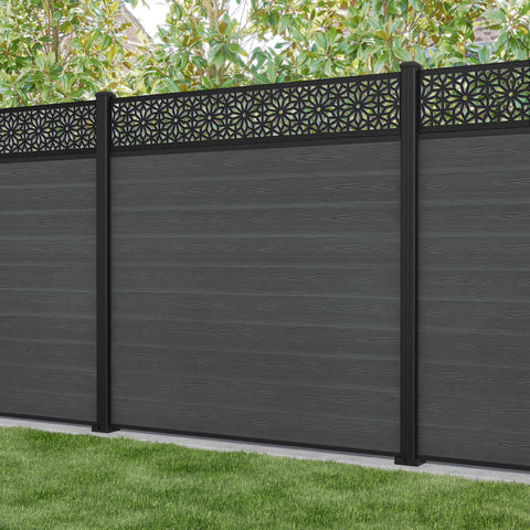 Classic Narwa Fence Panel - Dark Grey - with our aluminium posts