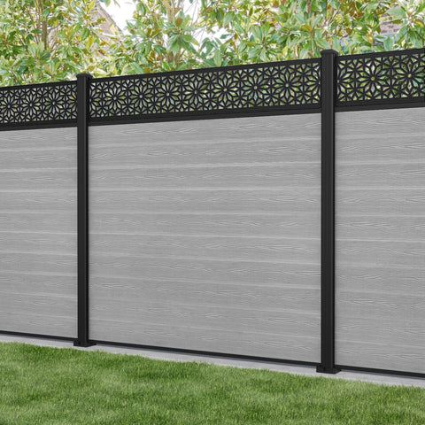 Classic Narwa Fence Panel - Light Grey - with our aluminium posts