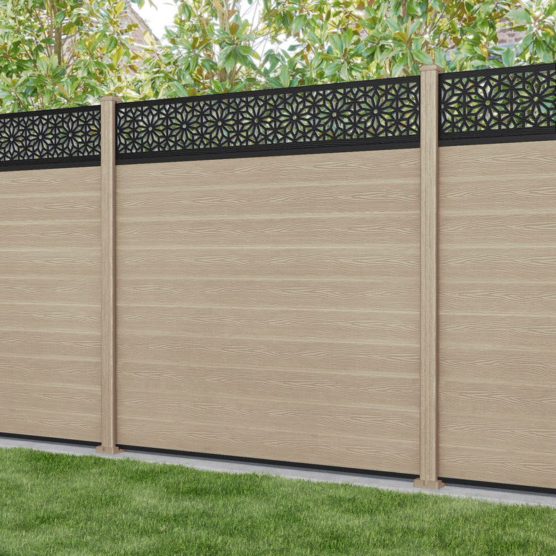 Classic Narwa Fence Panel - Light Oak - with our composite posts
