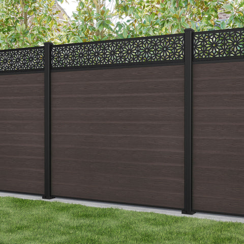 Classic Narwa Fence Panel - Mid Brown - with our aluminium posts