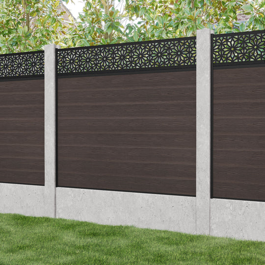 Classic Narwa Fence Panel - Mid Brown - for existing concrete posts