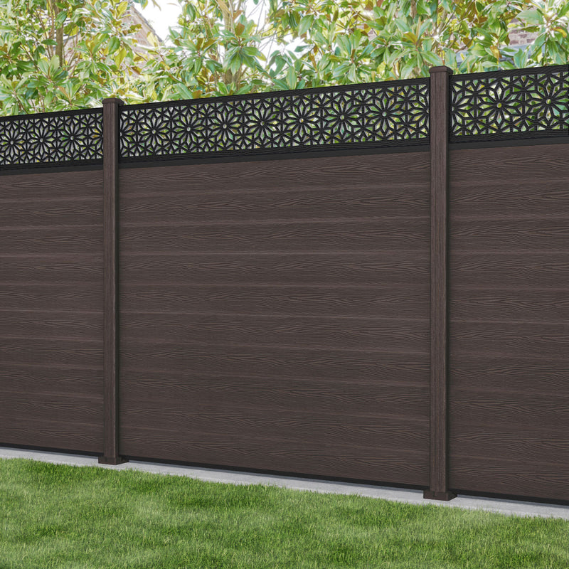 Classic Narwa Fence Panel - Mid Brown - with our composite posts