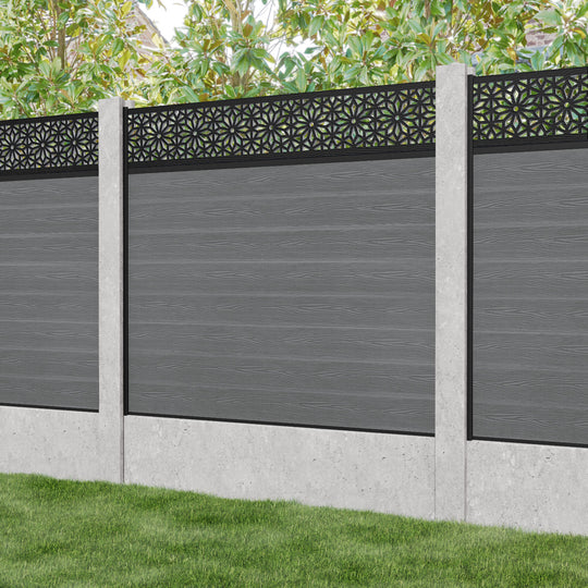 Classic Narwa Fence Panel - Mid Grey - for existing concrete posts