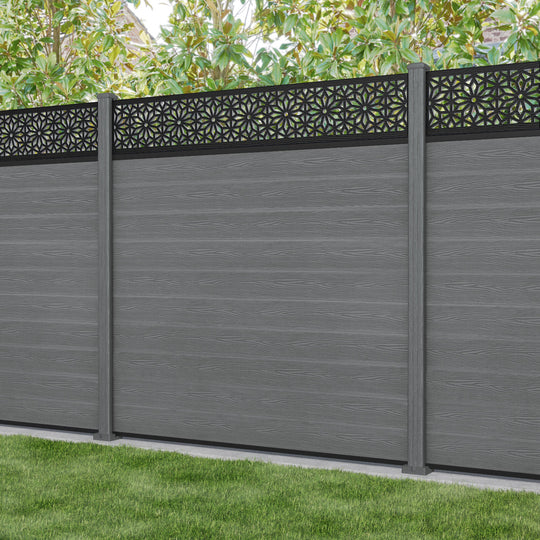 Classic Narwa Fence Panel - Mid Grey - with our composite posts