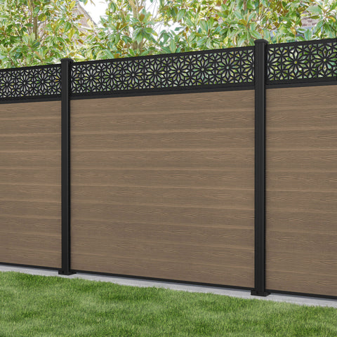 Classic Narwa Fence Panel - Teak - with our aluminium posts