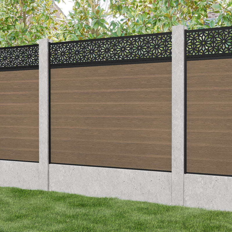 Classic Narwa Fence Panel - Teak - for existing concrete posts