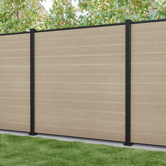 Classic Fence Panel - Light Oak - with our aluminium posts