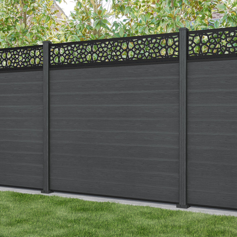 Classic Nazira Fence Panel - Dark Grey - with our composite posts