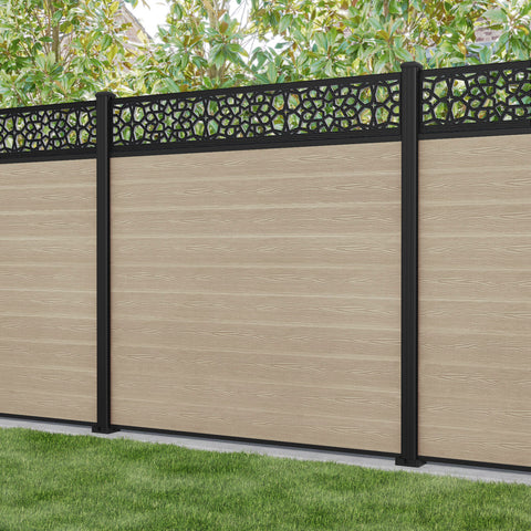 Classic Nazira Fence Panel - Light Oak - with our aluminium posts
