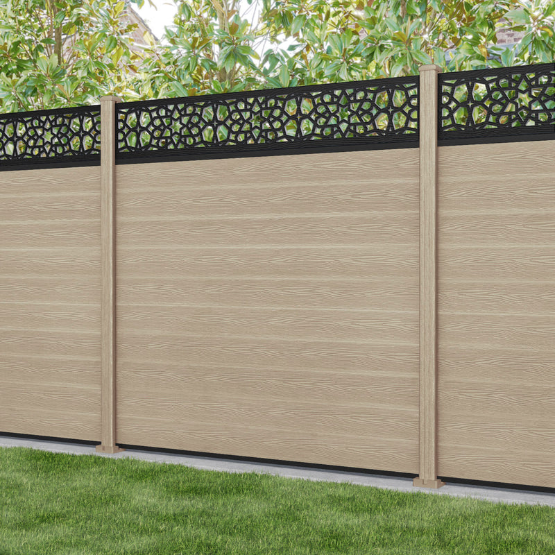 Classic Nazira Fence Panel - Light Oak - with our composite posts