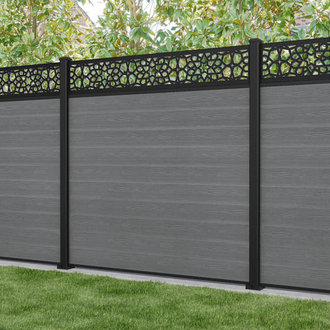 Classic Nazira Fence Panel - Mid Grey - with our aluminium posts