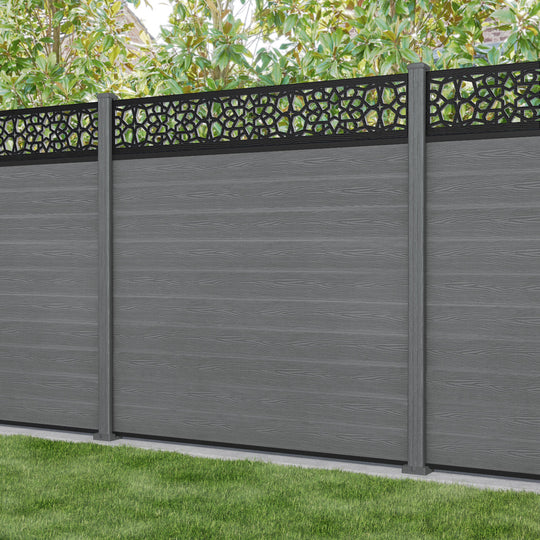 Classic Nazira Fence Panel - Mid Grey - with our composite posts
