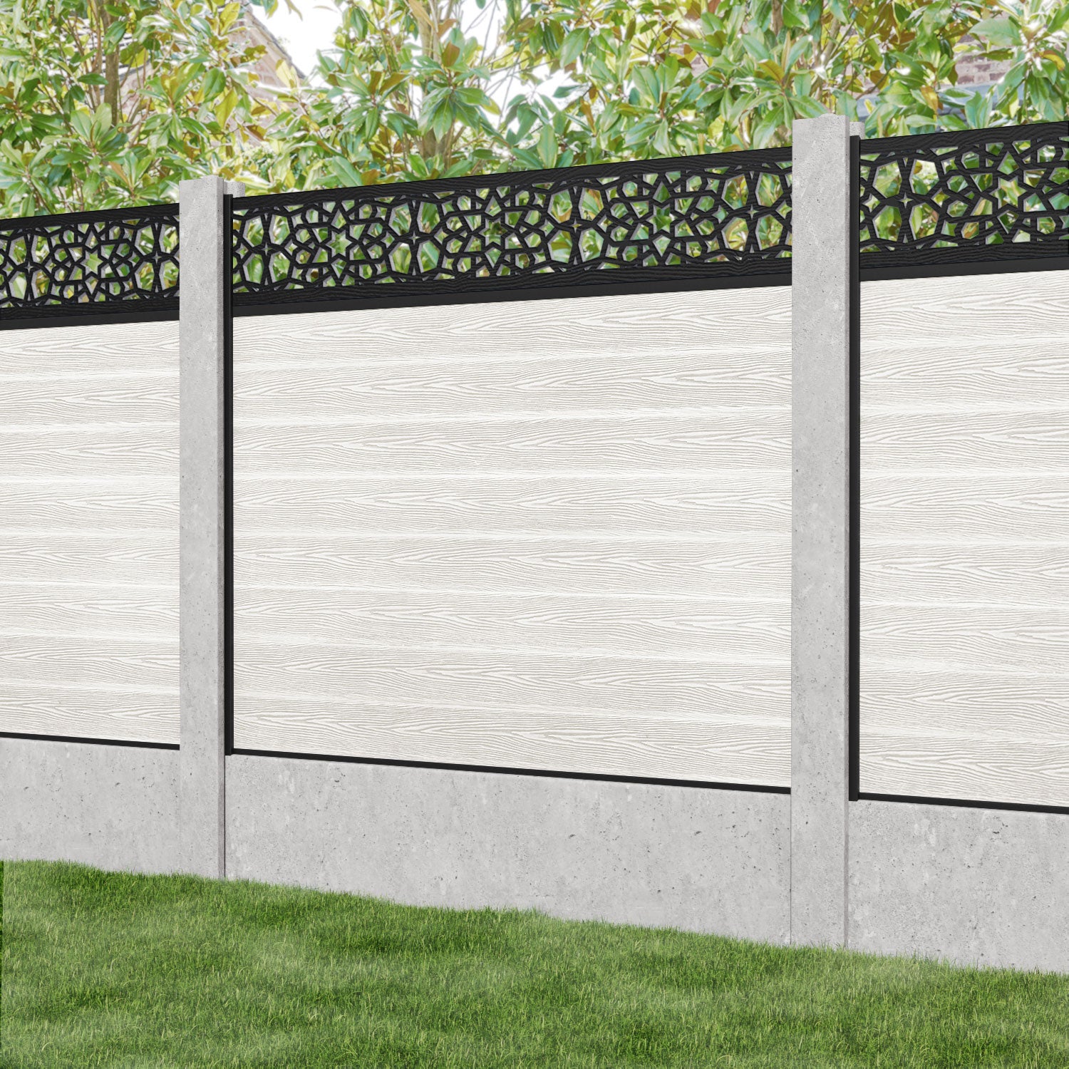 Classic Nazira Fence Panel - Light Stone - for existing concrete posts
