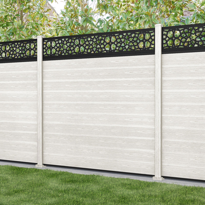 Classic Nazira Fence Panel - Light Stone - with our composite posts