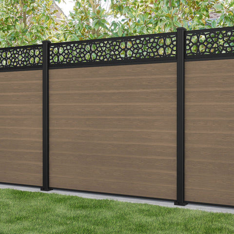 Classic Nazira Fence Panel - Teak - with our aluminium posts