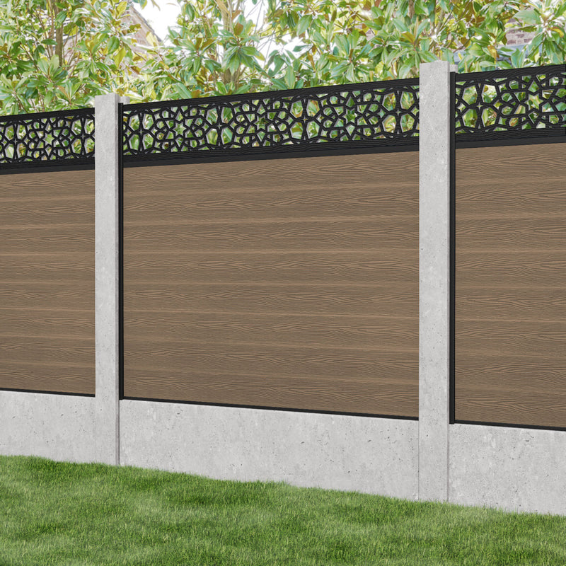 Classic Nazira Fence Panel - Teak - for existing concrete posts
