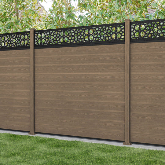 Classic Nazira Fence Panel - Teak - with our composite posts