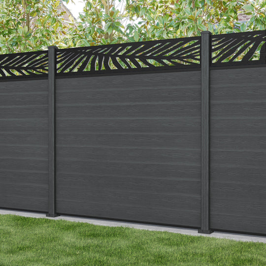 Classic Palm Fence Panel - Dark Grey - with our composite posts