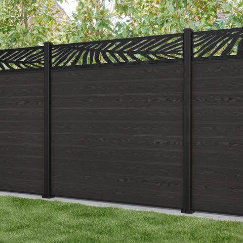 Classic Palm Fence Panel - Dark Oak - with our aluminium posts