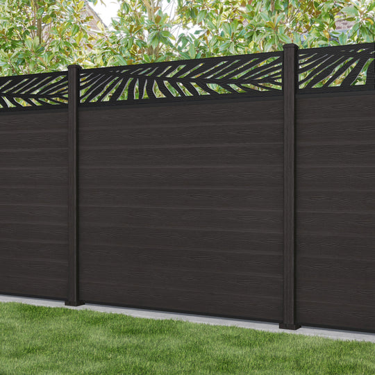 Classic Palm Fence Panel - Dark Oak - with our composite posts