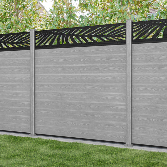 Classic Palm Fence Panel - Light Grey - with our composite posts