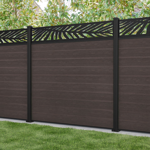 Classic Palm Fence Panel - Mid Brown - with our aluminium posts