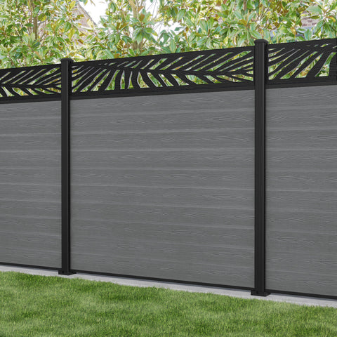 Classic Palm Fence Panel - Mid Grey - with our aluminium posts