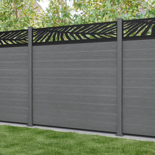 Classic Palm Fence Panel - Mid Grey - with our composite posts