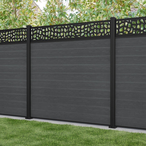 Classic Pebble Fence Panel - Dark Grey - with our aluminium posts