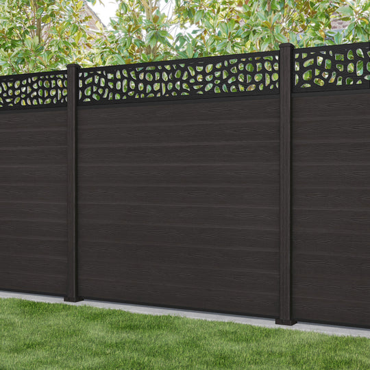 Classic Pebble Fence Panel - Dark Oak - with our composite posts