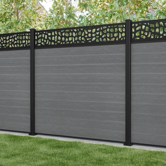 Classic Pebble Fence Panel - Mid Grey - with our aluminium posts