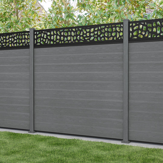 Classic Pebble Fence Panel - Mid Grey - with our composite posts