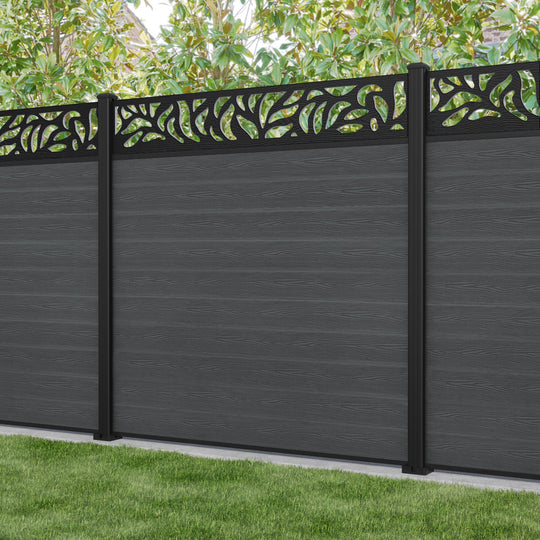 Classic Plume Fence Panel - Dark Grey - with our aluminium posts
