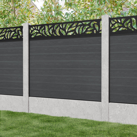 Classic Plume Fence Panel - Dark Grey - for existing concrete posts