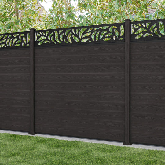 Classic Plume Fence Panel - Dark Oak - with our composite posts
