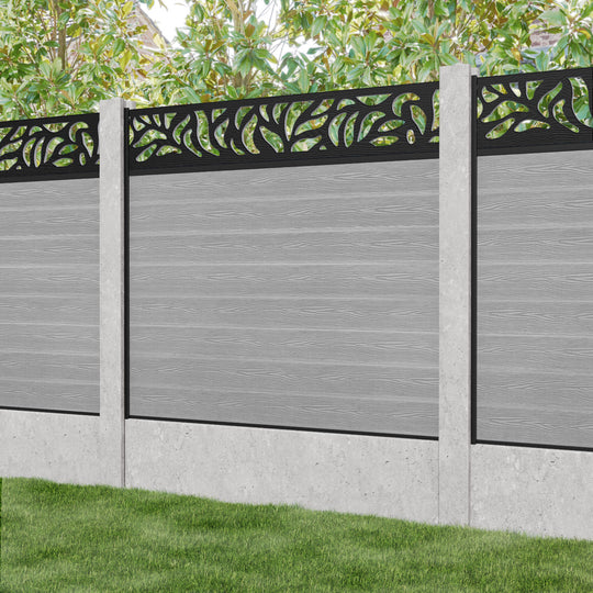 Classic Plume Fence Panel - Light Grey - for existing concrete posts
