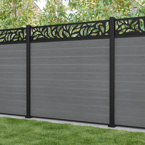 Classic Plume Fence Panel - Mid Grey - with our aluminium posts