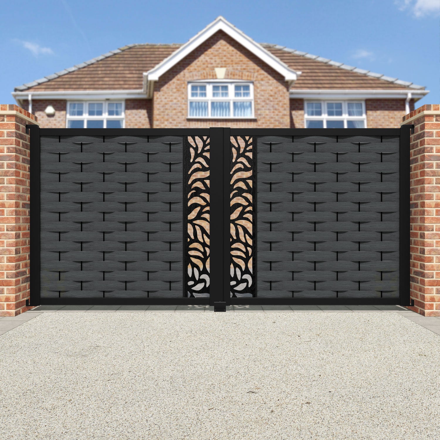 Ripple Plume Straight Top Driveway Gate - Dark Grey - Middle Screen