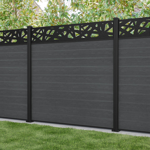 Classic Prism Fence Panel - Dark Grey - with our aluminium posts
